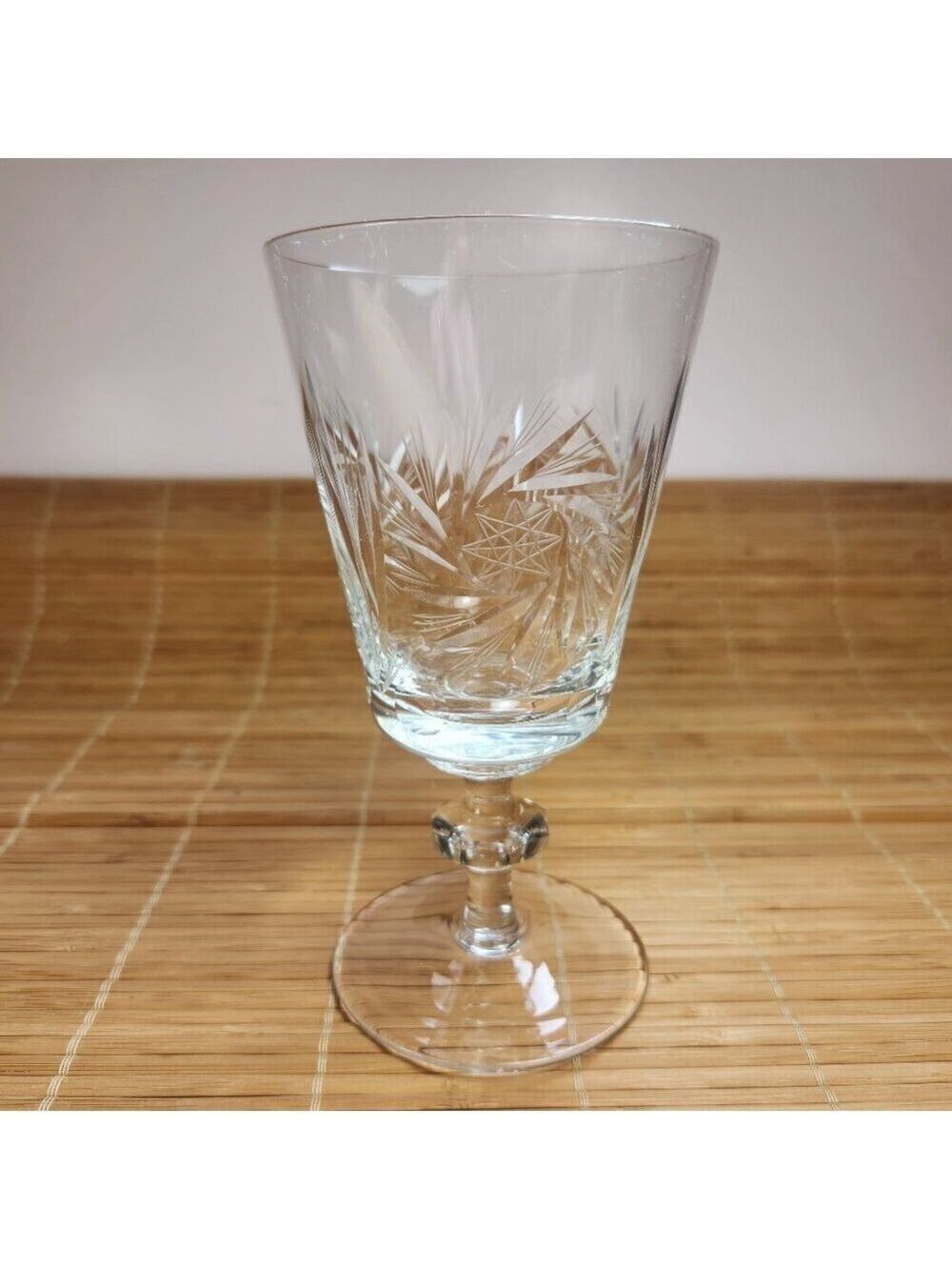 Pinwheel Wine Glass Cut Crystal Bohemian Highly Decoratively Cut Faceted Stem